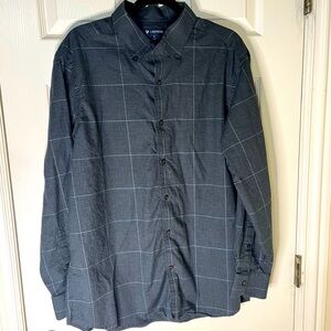 Cremieux dark gray with white Button-Up long sleeve shirt. 100% cotton